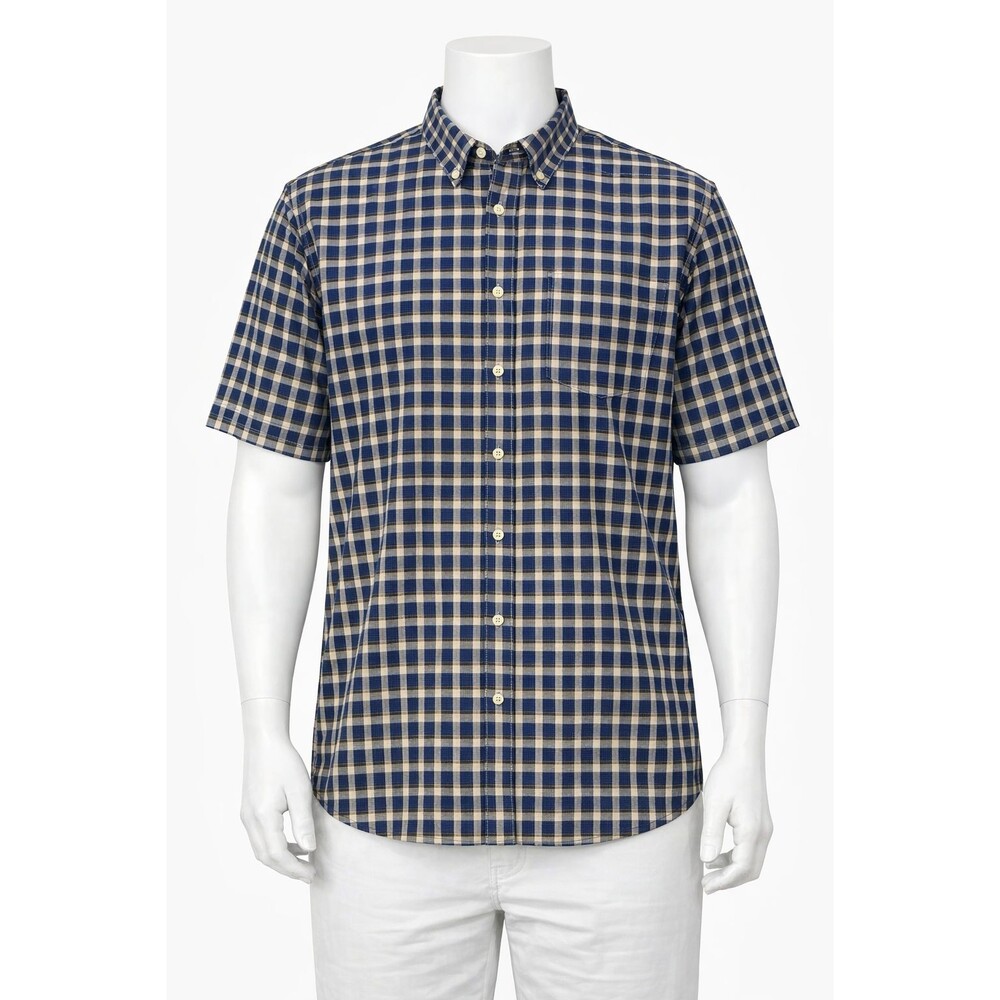 Emvo Button-Down Plaid Shirt Mens XL (18-18 1/2) Soft Cotton Blend Preppy Casual